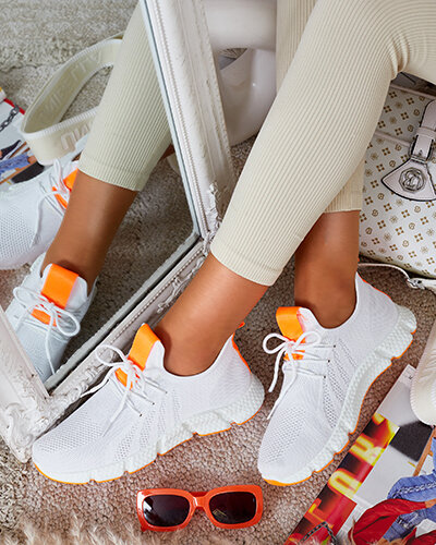Pantofi sport dama Baym alb si portocaliu - Incaltaminte
