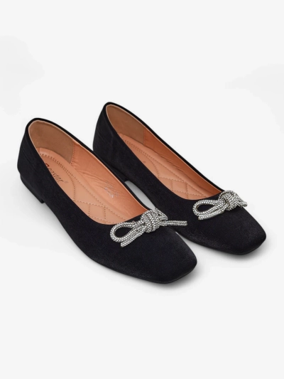 Royalfashion Ballerine pentru femei cu fundiță și strălucire Ofenal