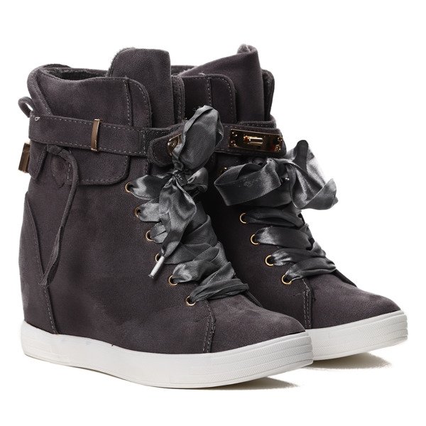 Szare sneakersy z futerkiem Karlee- Obuwie