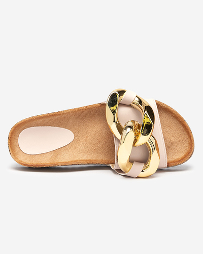 Coralia Royalfashion ecru women's platform slippers with chain