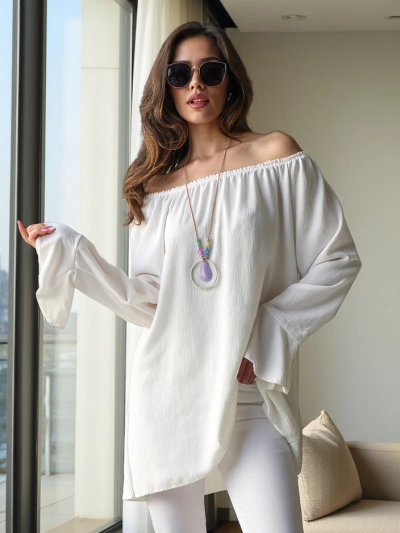 Royalfashion Bluză cu umeri goi pentru femei, cu volane