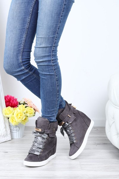 Szare sneakersy z futerkiem Karlee- Obuwie