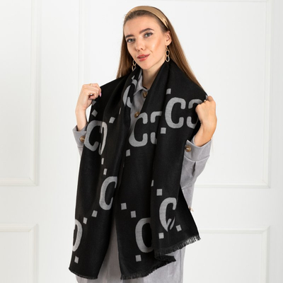 Eșarfă reversibilă cu model cald pentru femei, negru și gri - Accesorii