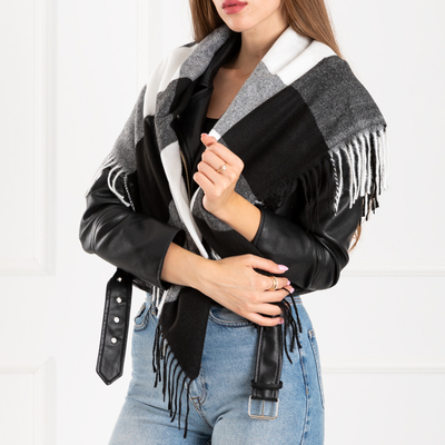 Eșarfă damă caldă, albă și neagră pentru femei - Accesorii