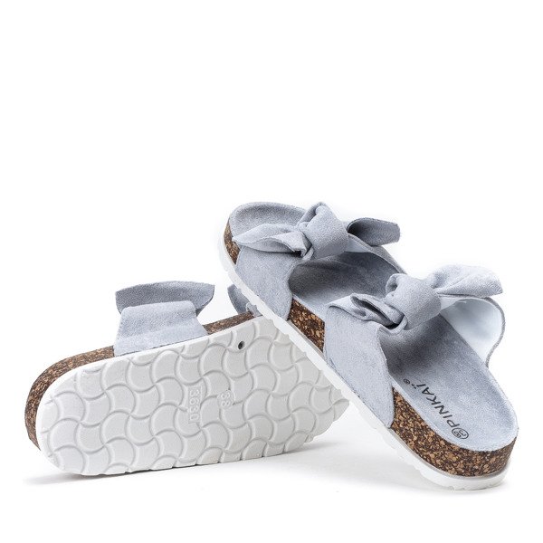 Niebieskie klapki z kokardką Marecia - Obuwie