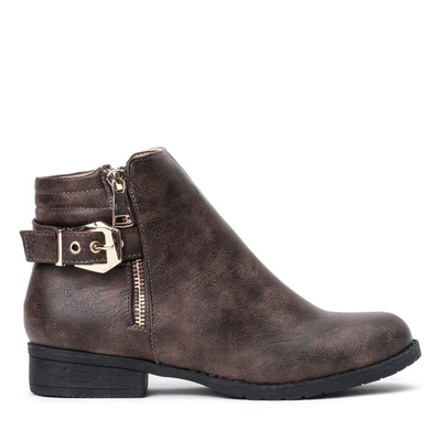 Ciemnobrązowe botki na płaskim obcasie Arcelia - Obuwie