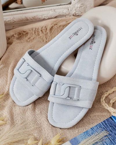 Royalfashion Șlapi de damă albaștri cu cataramă Rydr