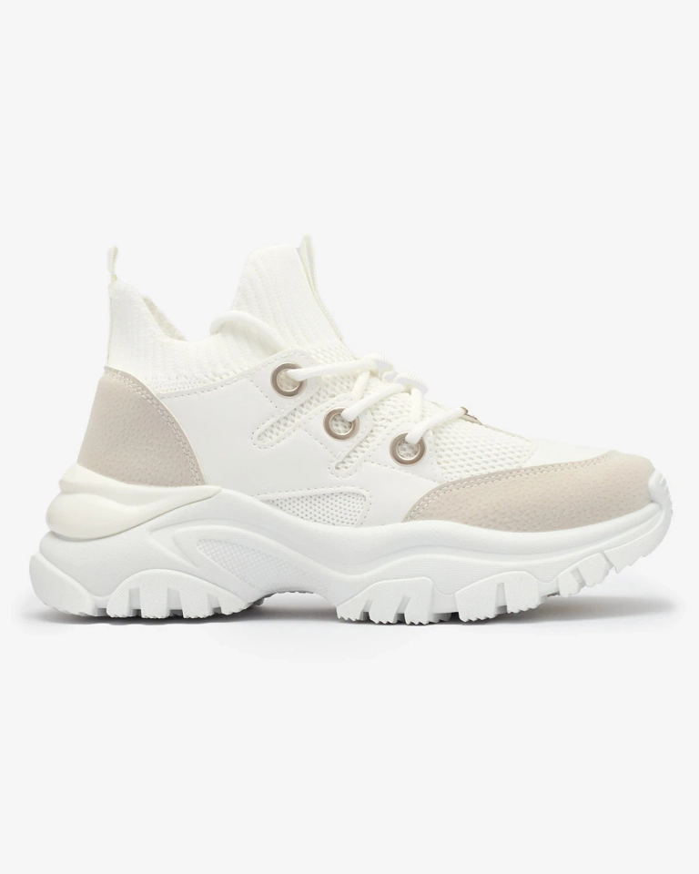 Adidași sport pentru femei, în alb și bej Hasola- Footwear