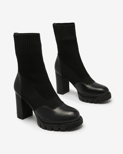 Royalfashion Black Higher Heel Flexi Booties pentru femei