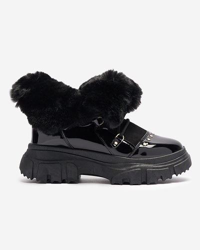 Cizme de zăpadă cu șiret pentru femei negre Fentes- Footwear