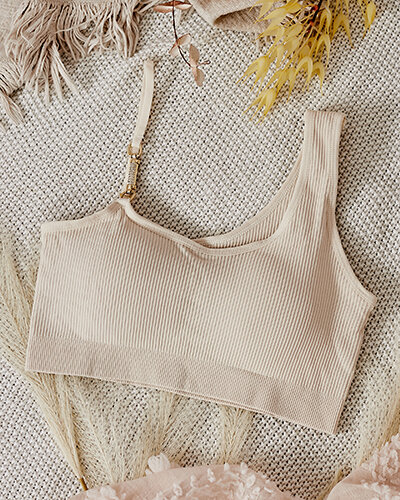 Royalfashion Sutien cu nervuri pentru femei cu curea decorativă
