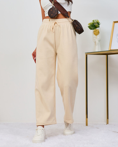 Royalfashion Pantaloni pentru femei din catifea crem încălzit
