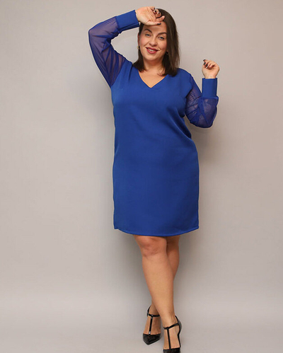 Rochie lucioasă până la genunchi în verde PLUS SIZE- Îmbrăcăminte