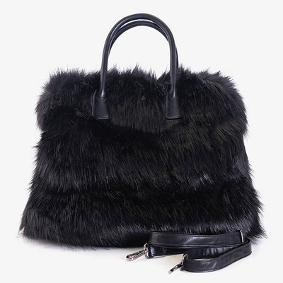 Geantă de mână din blană neagră pentru femei - Genți de mână
