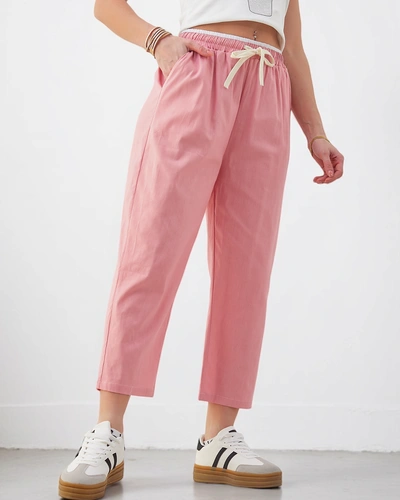 Pantaloni largi din bumbac pentru femei Royalfashion cu șnururi