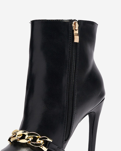 OUTLET Cizme stiletto negre decorate cu un lanț Rittle- Footwear