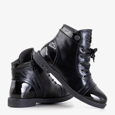 Cizme dama negre cu dantela Andria - Încălțăminte