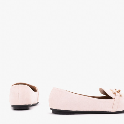 Mocasini de dama bej cu decor Olly - Pantofi