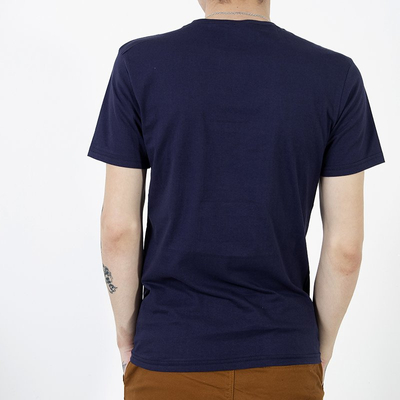 Tricou bărbătesc din bumbac albastru cu imprimeu - Îmbrăcăminte