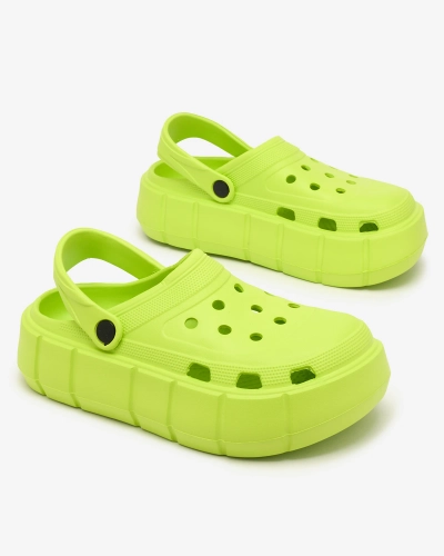 Royalfashion Șlapi de damă verde neon cu ornament ajurat Mightty