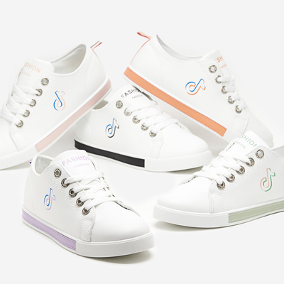 Tenisi de damă albi și violet Tictoa - Încălțăminte