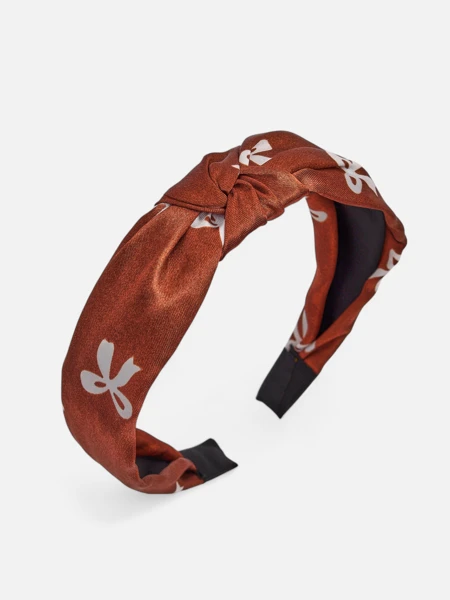 Royalfashion Opaska do włosów satynowa z pleceniem z printem