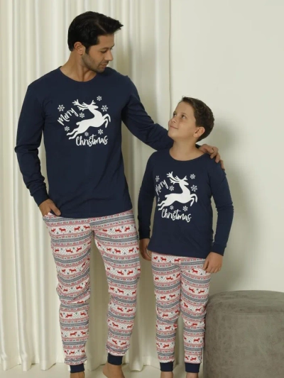 Royalfashion pijama de bărbați din bumbac 2 piese de Crăciun Crăciun fericit