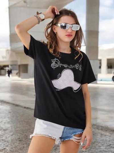Bluză din bumbac pentru femei Royalfashion cu imprimeu