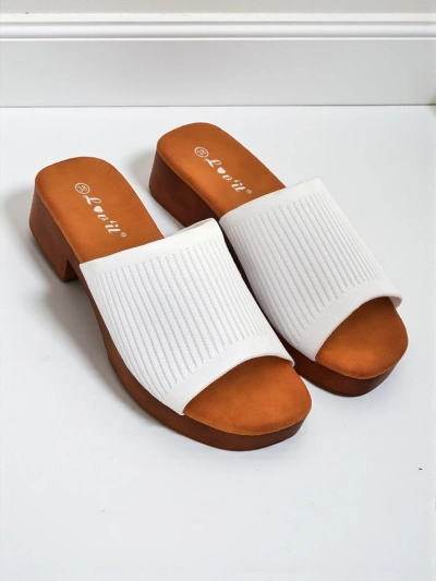 Royalfashion Damskie klapki na niskim obcasie Ribbed Grace