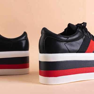 Încălțăminte sport dama neagră pe o platformă groasă Jemita - încălțăminte