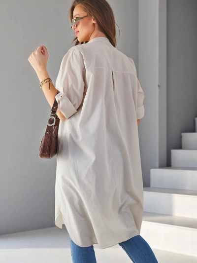 Camasa lungă oversized din bumbac pentru femei Royalfashion