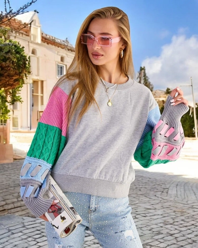 Royalfashion Hanorac pentru femei cu mâneci colorate