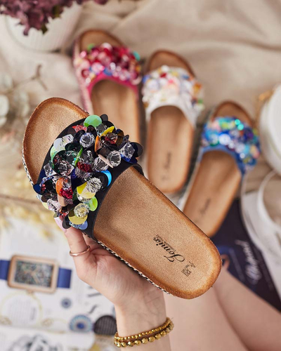Royalfashion Șlapi de damă Loassa cu pietre prețioase