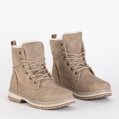 Cizme de dama bej mate Misqa- Incaltaminte