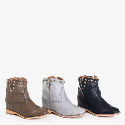 OUTLET Cizme de cowboy maro pe pană Brenda - Pantofi