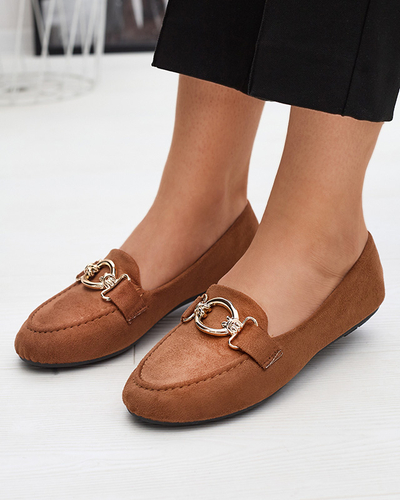 Mocasini din piele ecologica camel Brussi - Incaltaminte