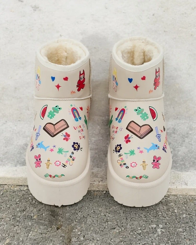 Ghete scurte de iarnă pentru femei Royalfashion cu stickere Hanaga