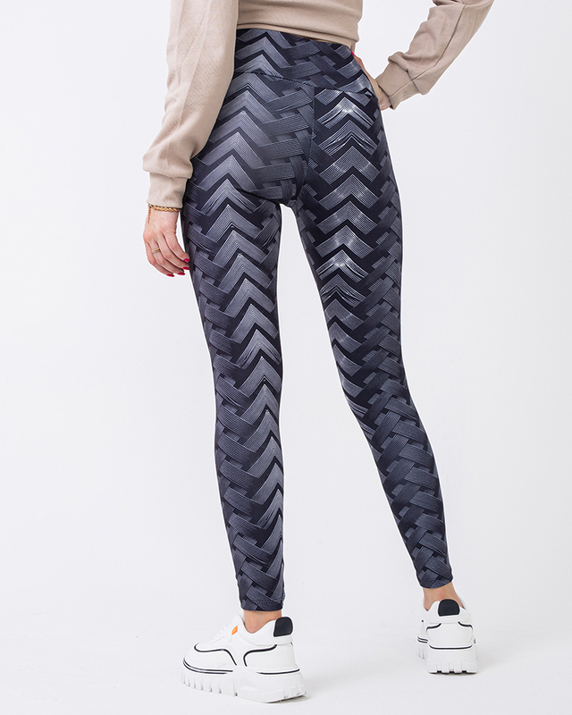 Jambiere de damă cu model alb-negru cu talie înaltă - Îmbrăcăminte