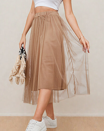 Royalfashion Fustă midi cu două straturi pentru femei