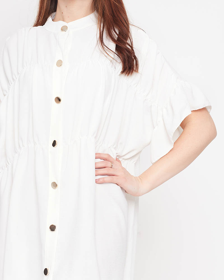 Rochie albă de damă până la genunchi - Îmbrăcăminte