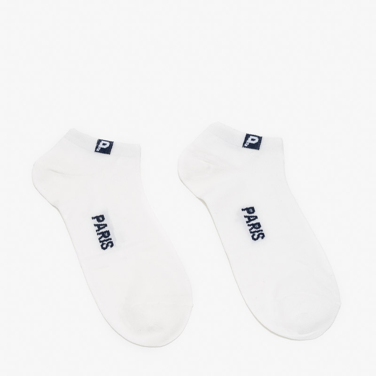 Șosete scurte bărbați din bumbac alb cu inscripții negre - Lenjerie intimă