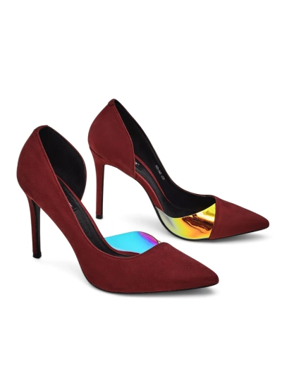 Royalfashion Pantofi cu toc pentru femei cu fundiță și inserție holografică Dremtru