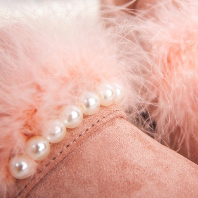 Różowe półbuty z piórkiem Straus - Obuwie 