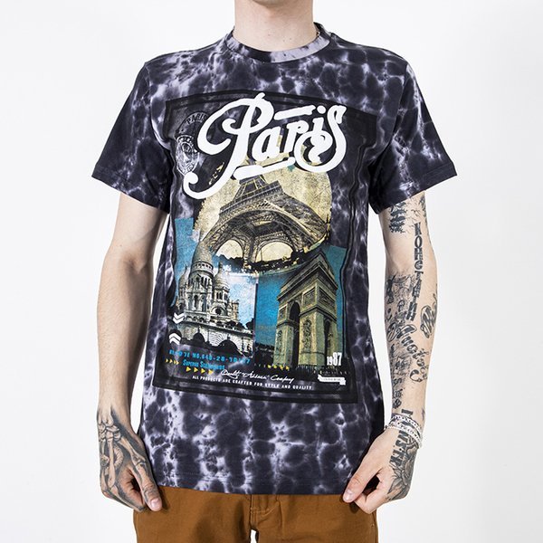 Tricou bărbătesc negru din bumbac cu imprimeu - Îmbrăcăminte