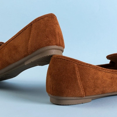 OUTLET Mocasini de damă ecologică de culoare camel cu franjuri Daiane - Încălțăminte