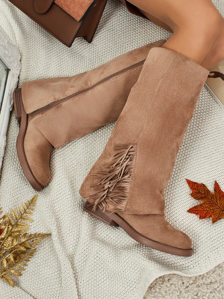 Cizme de damă din piele ecologică de tip piele întoarsă Ismara