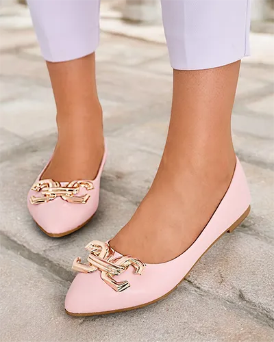 Royalfashion Balerini negri pentru femei cu un detaliu decorativ pe varful piciorului Figgda