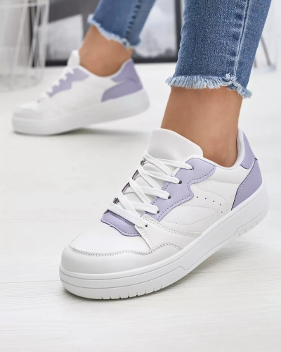 Pantofi sport de damă albi cu inserții mov Tercua- Footwear