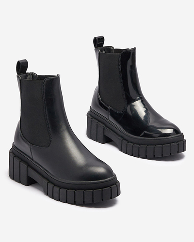 Cizme negre de damă din piele întoarsă cu talpă mai groasă Fazzati- Footwear