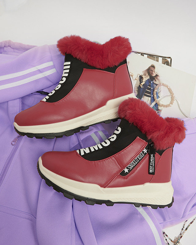 Cizme izolate roșii pentru femei cu blană Scherr- Footwear